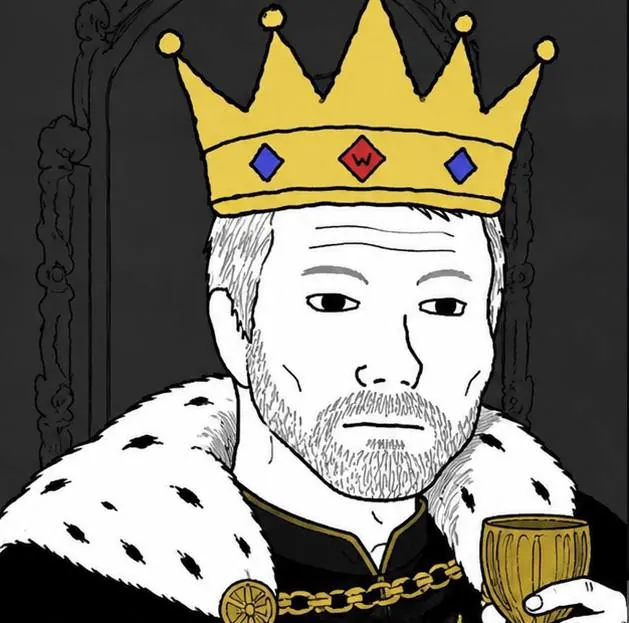 The Cope King enthroned — $SAYLOR parody art